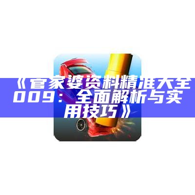 《管家婆资料精准大全009：全面解析与实用技巧》