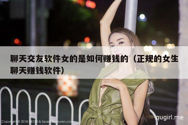 聊天交友软件女的是如何赚钱的（正规的女生聊天赚钱软件）