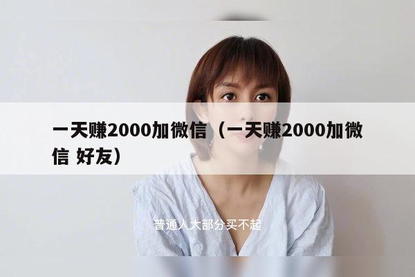 一天赚2000加微信（一天赚2000加微信 好友）