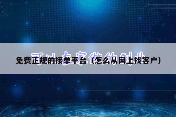 免费正规的接单平台（怎么从网上找客户）