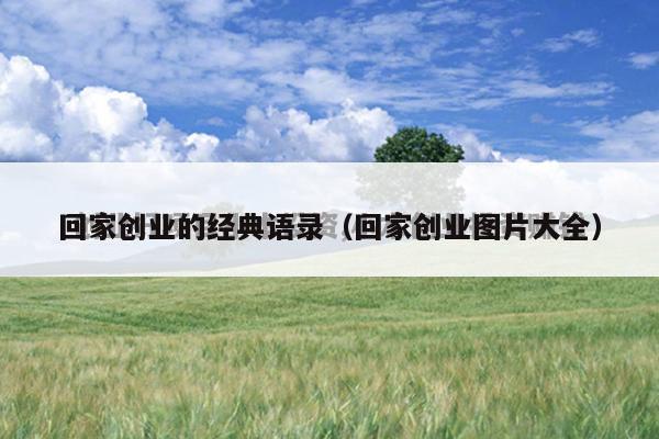 回家创业的经典语录（回家创业图片大全）